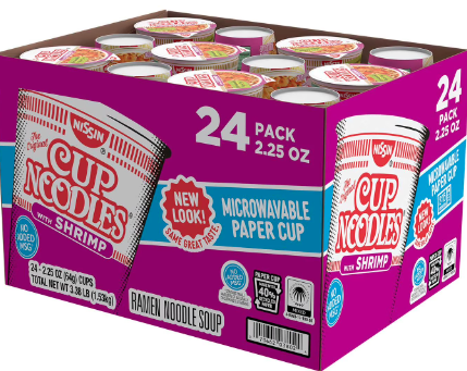 Nissin Cup Noodles, Shrimp Flavor 2.25 oz 24 ct 2.25 oz